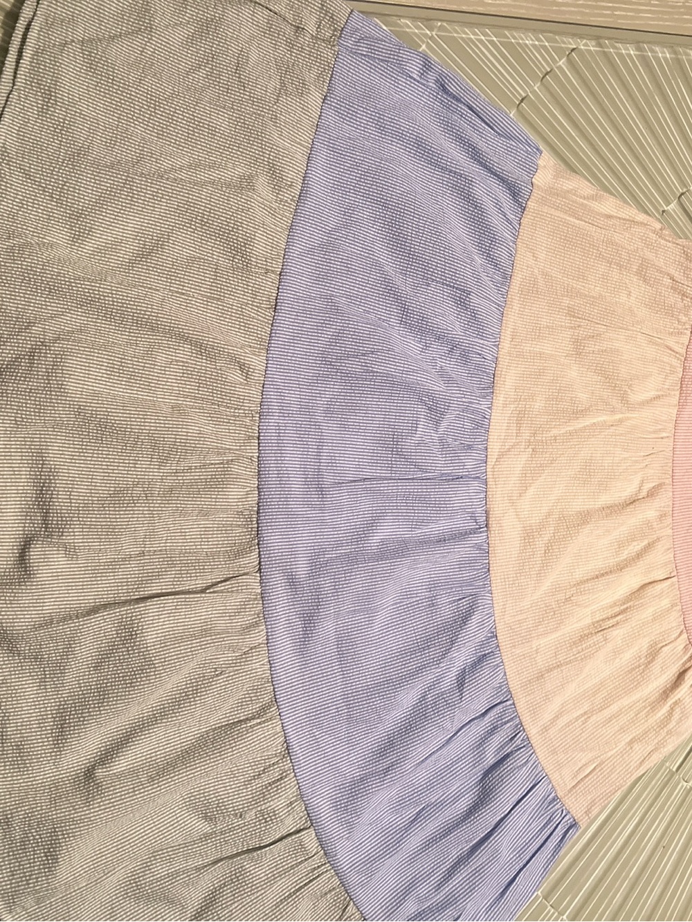SHEIN Colorblock Tiered Circle Skirt in Blue, Pink, and Cream